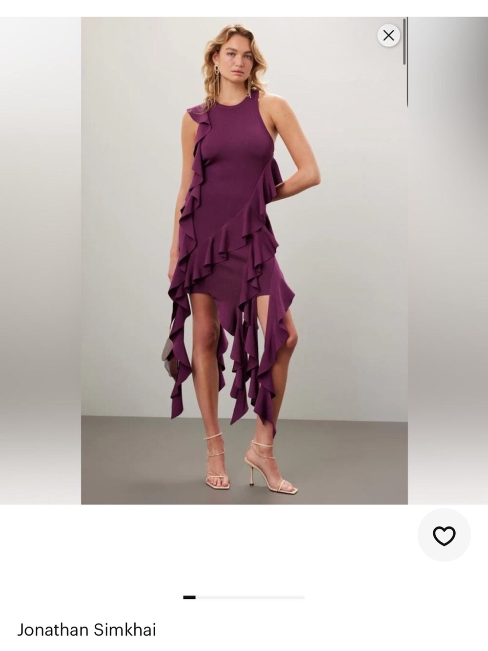 Jonathan Simkhai Wilda Plum Ruffle Asymmetric Mini Dress